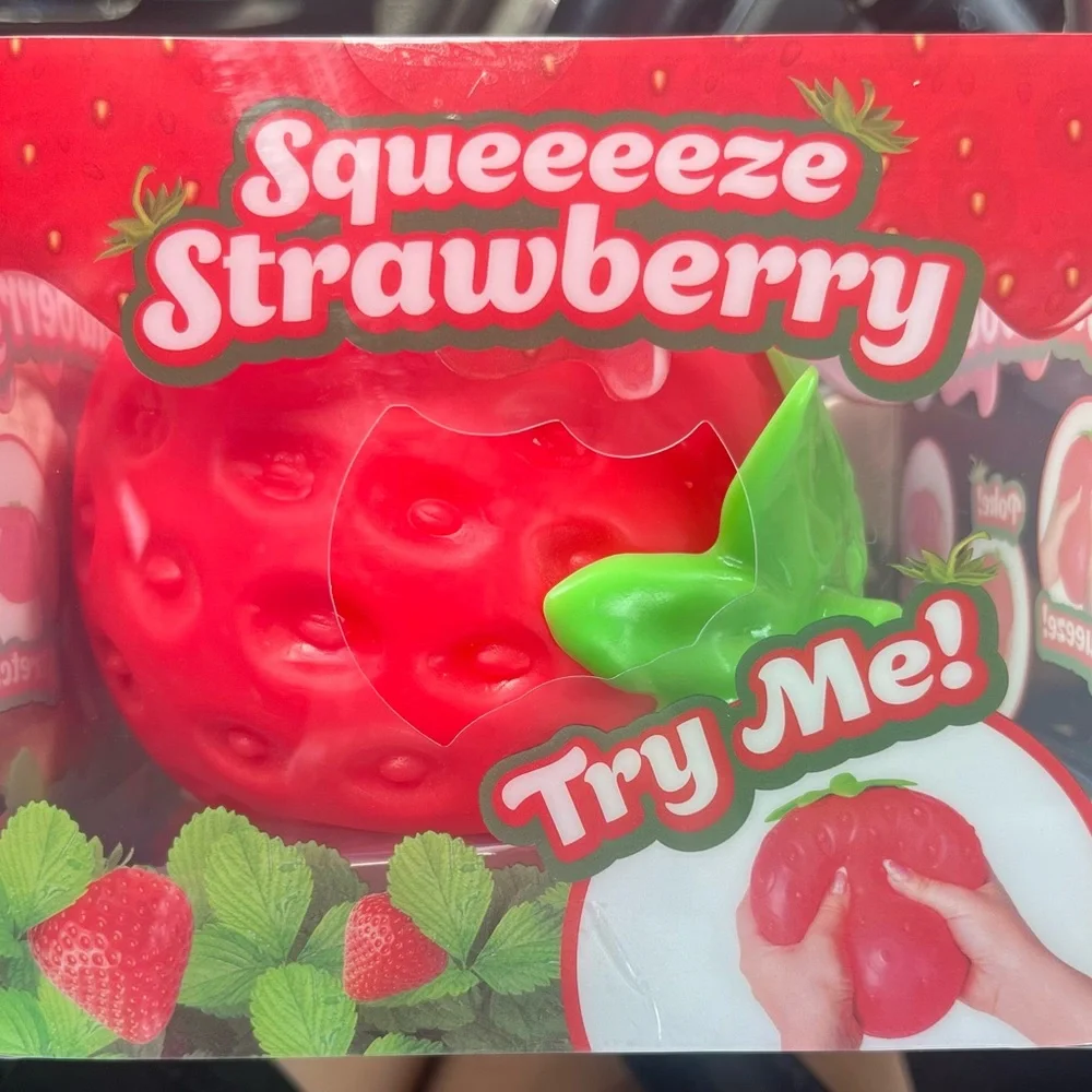 Super VIRAL & HARD find..Squeeze Strawberry Stress Relief Squishy Toy - Red